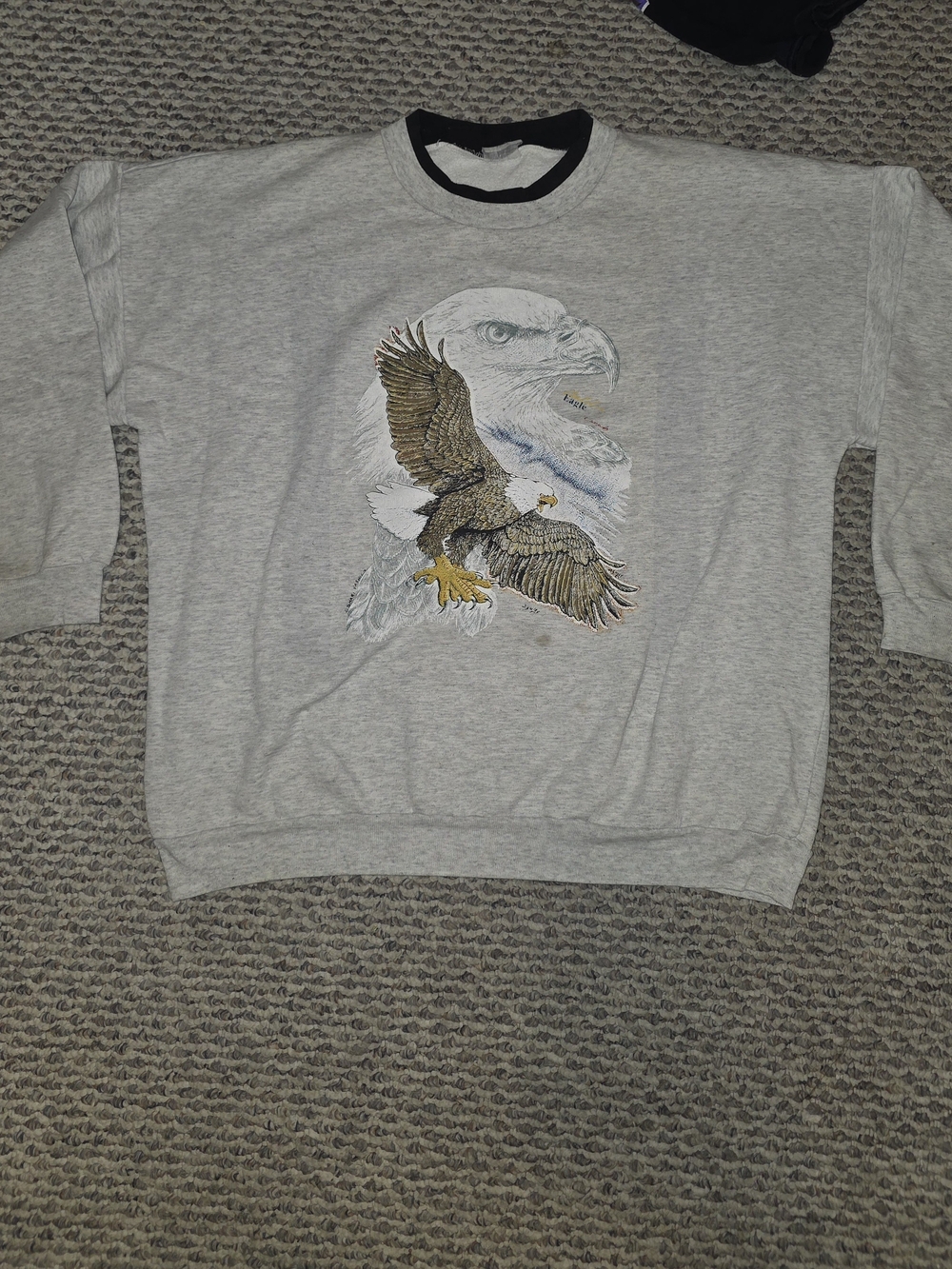 90s Vintage-Inspired Grey Eagle Graphic Sweatshirt - Men